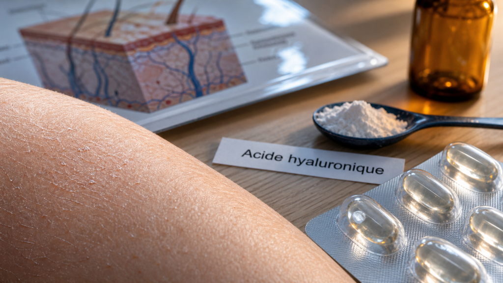 Complement alimentaire pour peau seche : acide hyaluronique et omégas en gélules