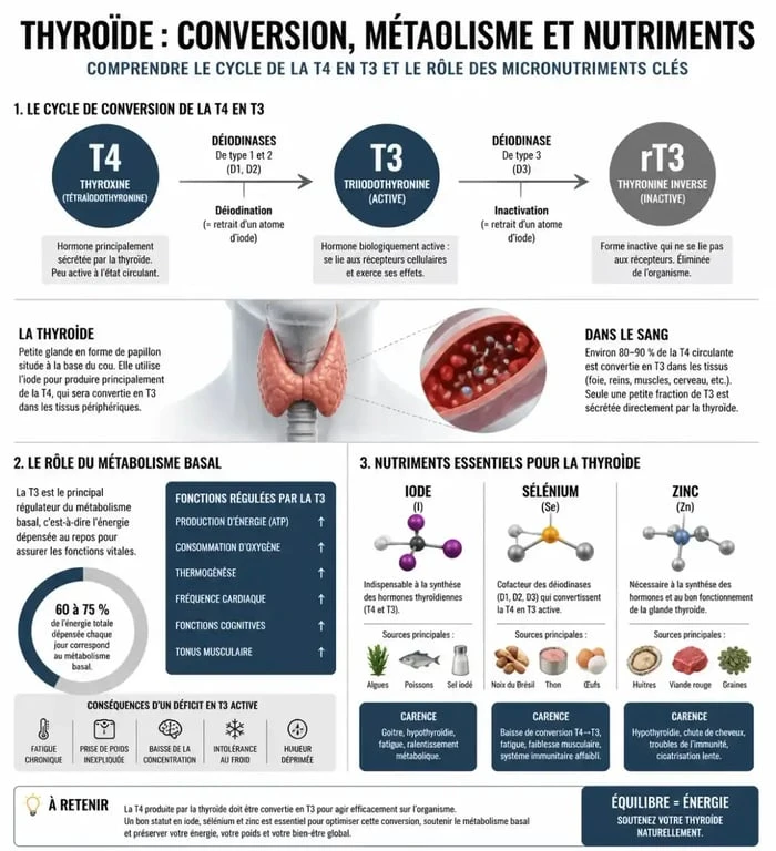 Schéma explicatif du fonctionnement de la thyroïde et de son rôle pour booster sa thyroide pour maigrir