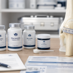 Médicament pour les articulations et le cartilage : flacons et mesure d’articulation