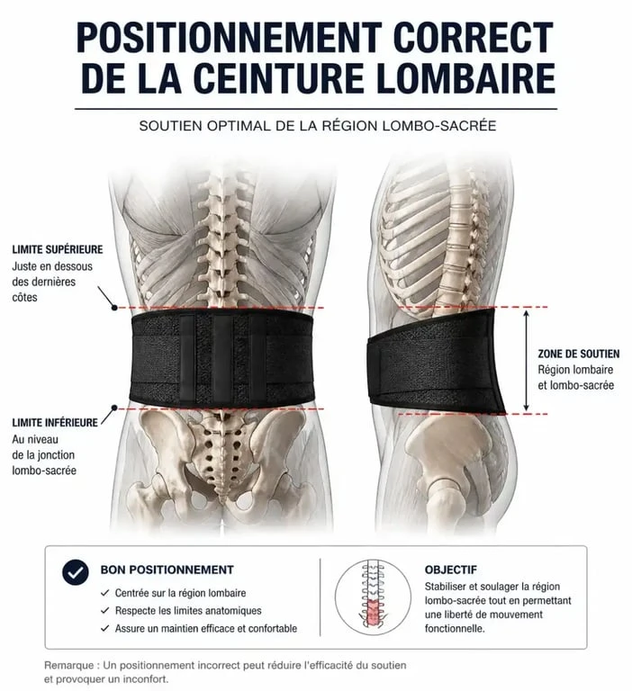 Schéma de positionnement d'une ceinture pour mal de dos