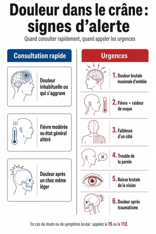 Douleur dans le crane : signes d’alerte et urgence médicale