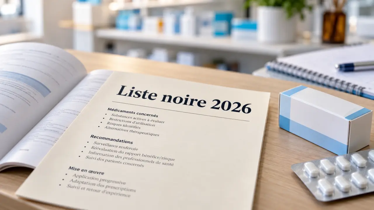 Liste noire medicaments 2026 : 4 ajouts et précautions
