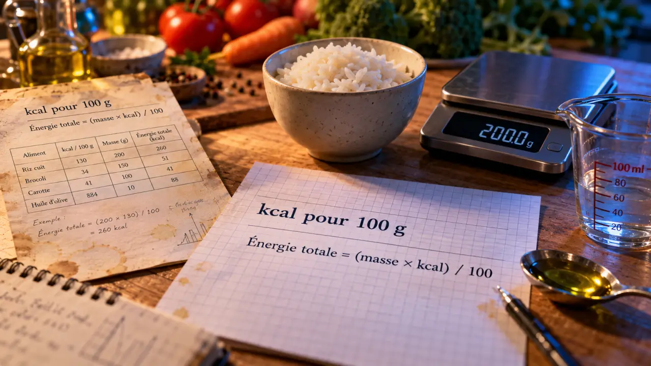 Calories tableau aliments : repères pour 100 g sur les portions
